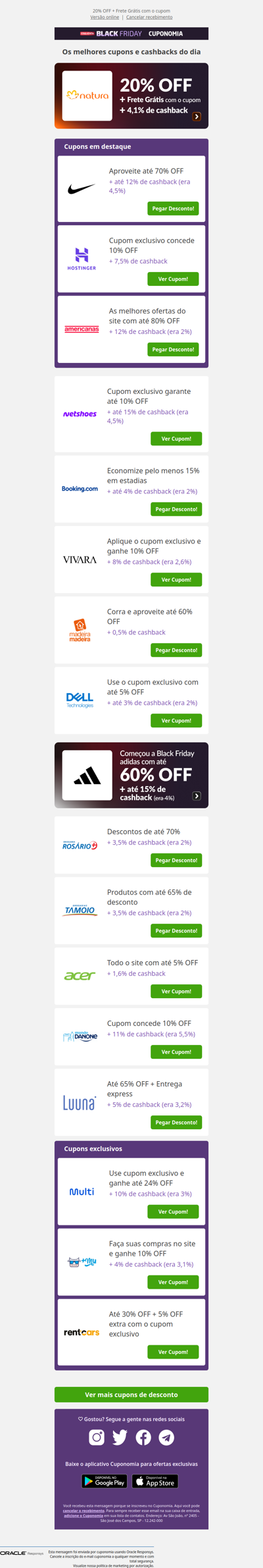 Começou o Esquenta Black Friday! Corra para garantir até 80% OFF + até 15% de cashback 🖤