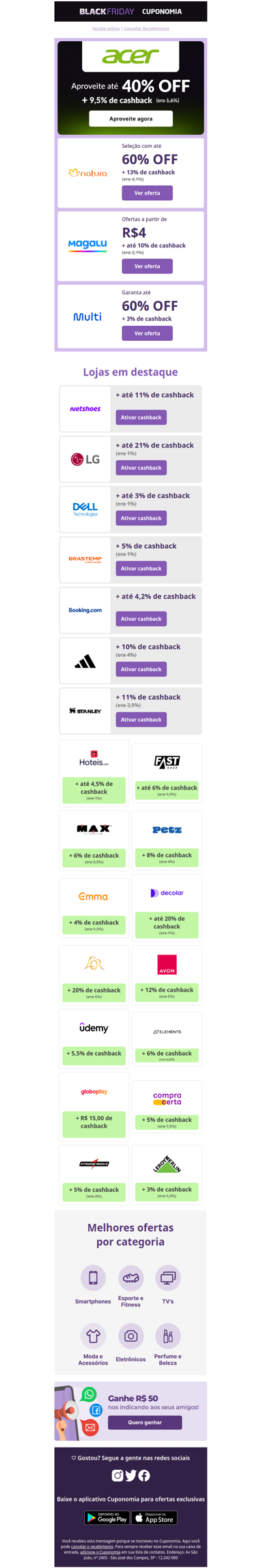 COMEÇOU: Melhores ofertas da Black com até 21% de cashback 🔥