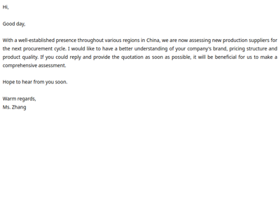 Glassware Wholesale Procurement Inquiry.
