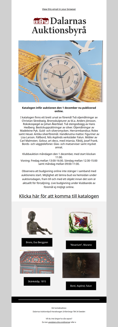 Slagauktion den 1 december