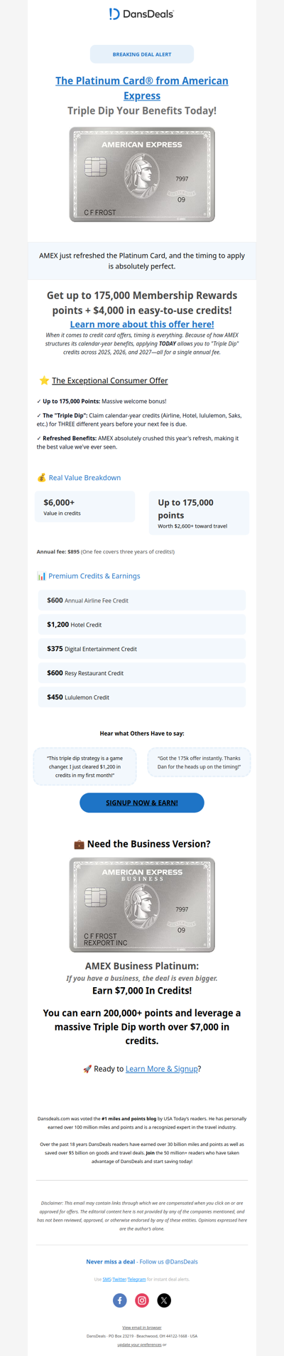 [Updated!] HURRY! Triple Dip for $6,000 Value, Up To 175,000 Points, And More, TODAY!