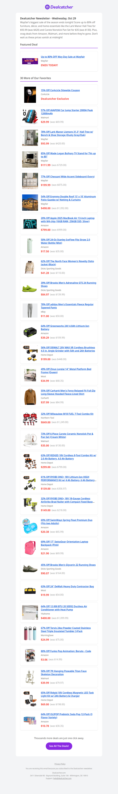 💕 Wayfair Way Day Ends TONIGHT! Hall Tree $93 + Carote Set $35 | Dealcatcher