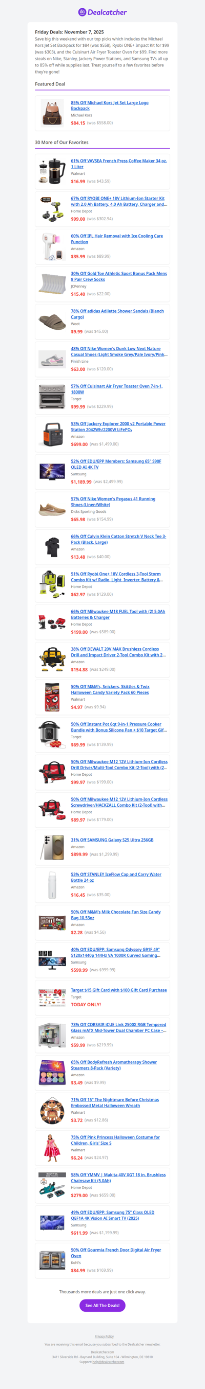 👜 Michael Kors Backpack $84 + Ryobi Impact Kit $99 | Dealcatcher