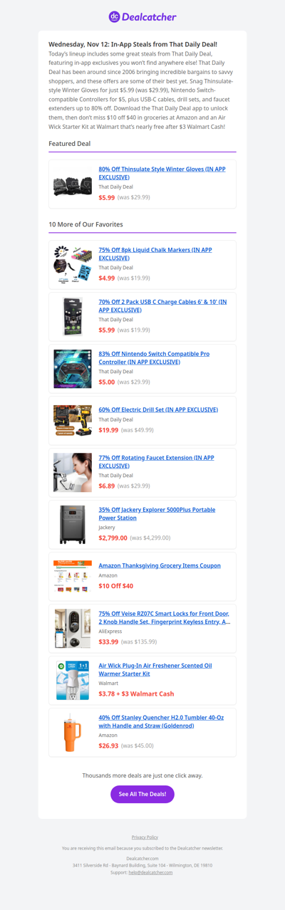 $5-$6 Deals! Gloves, Cables & More + Amazon Grocery Coupon | Dealcatcher