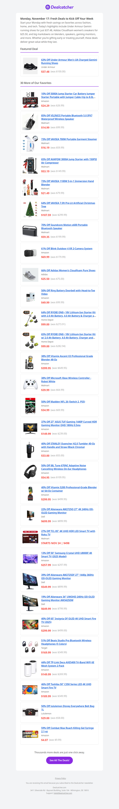 UA Shoes $37 +  Vitamix $299 | Dealcatcher