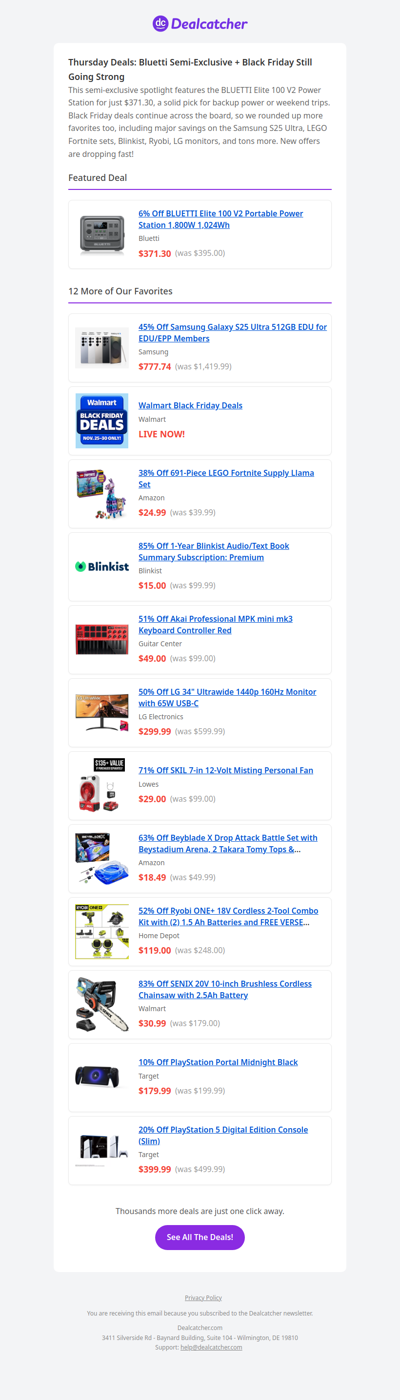 Power Up! Bluetti $371 • Galaxy S25 Ultra $777 | Black Friday Rolls On | Dealcatcher