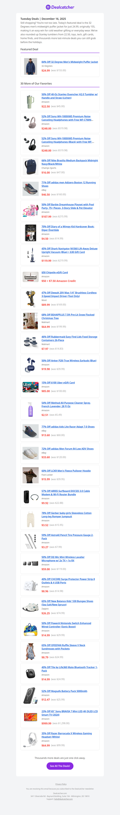 Last-Minute Gifts: 32° Puffer 24.99 + Stanley 22.50 | Dealcatcher