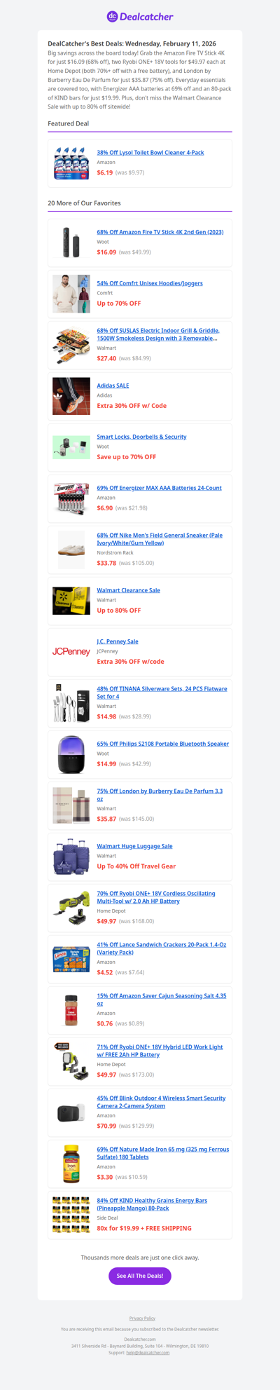 💸 Up to 84% Off Today: Fire TV Stick $16, Ryobi Tools, Burberry Perfume & More | Dealcatcher