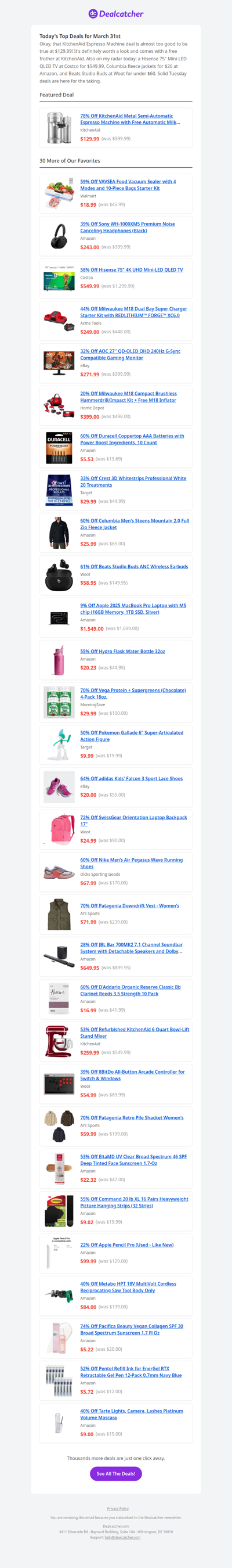 KitchenAid Espresso Machine for $130! Plus 30 More Steals | Dealcatcher