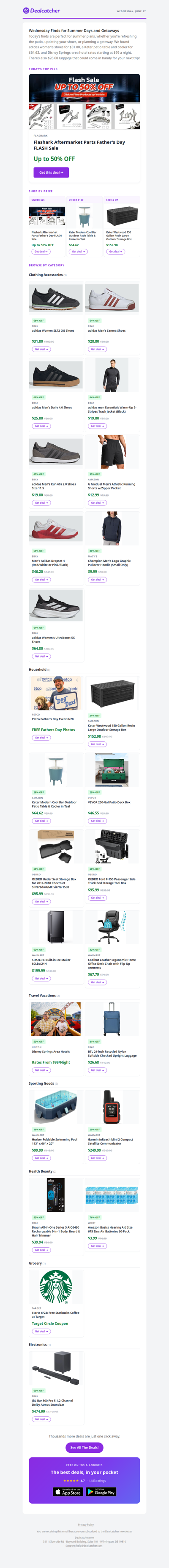 Dealcatcher: adidas Shoes $31.80 + Keter Patio Cooler $64.62