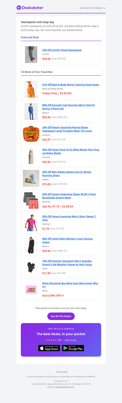 Comfrt sweatpants for $29, 52% off