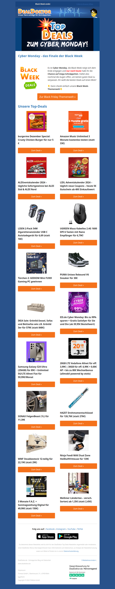 💥 5€ LIDL Gutschein nur am Cyber Monday 🏁