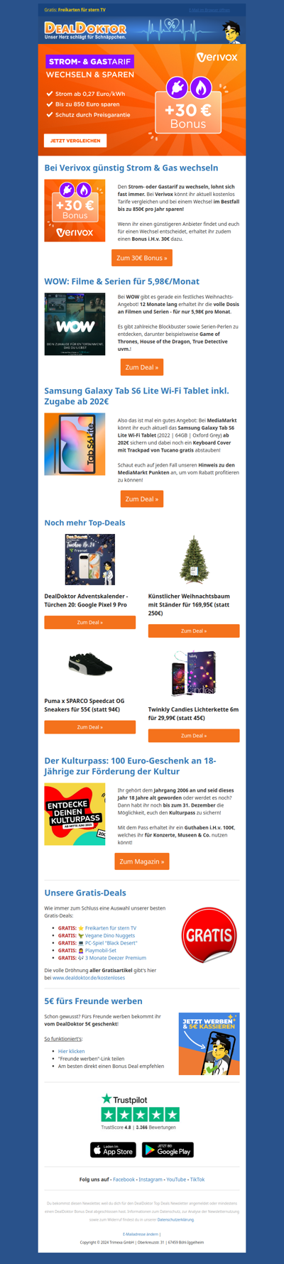 🙏 30€ Bonus für Strom- & Gaswechsel bei Verivox