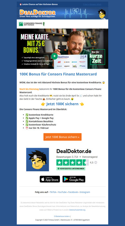 🤩 Jetzt noch schnell 100€ sichern