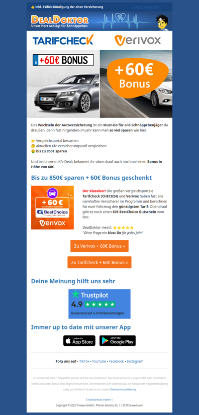 🚗 Kfz-Versicherung wechseln & bis zu 850€ sparen ⭐