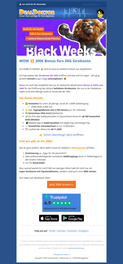 💜 200€ Bonus gesichert