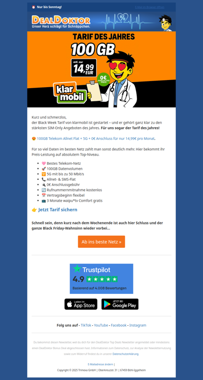 💥 TARIF DES JAHRES DA!