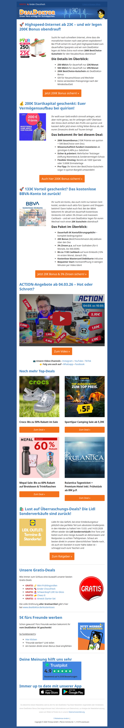 Bonus-Regen beim Doc: Sichert euch 2x 200€