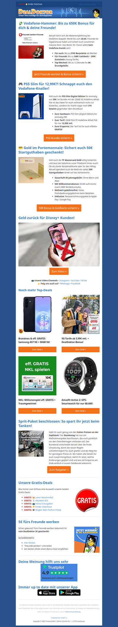 🎮 PS5 eff. GRATIS + 650€ Vodafone-Bonus