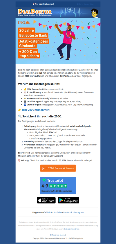 🤑 200€ geschenkt: Holt euch das ING-Girokonto!