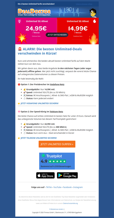 🛑 Letzte Warnung: Das Aus für die Telekom & Vodafone Unlimited Deals!