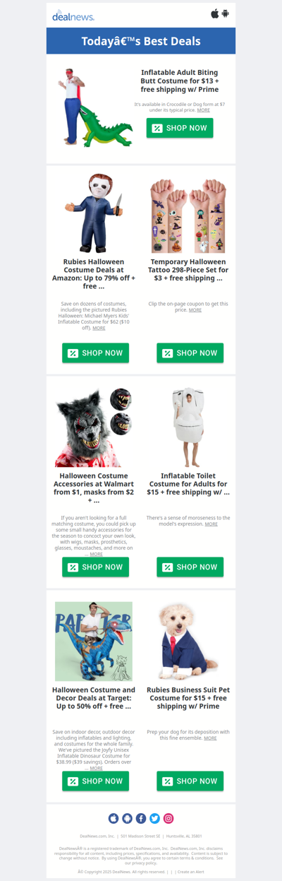 🚨Halloween Costume Deals! Some as low as $13, Masks as low as $2!