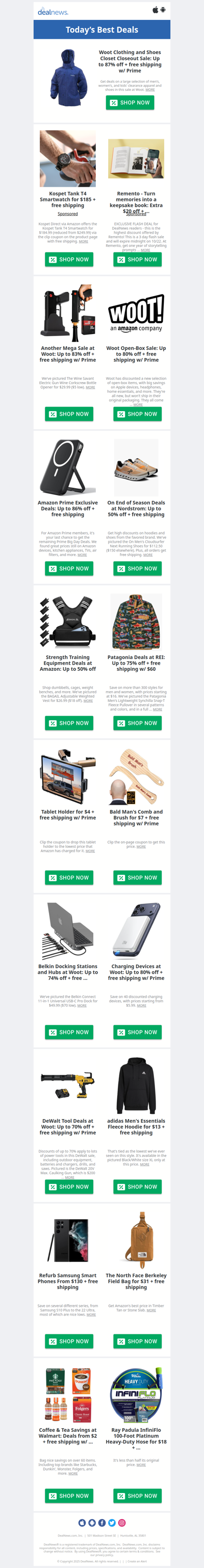 Woot Clothing Closeout Up to 85% off / Patagonia Deals at REI / Coffee!