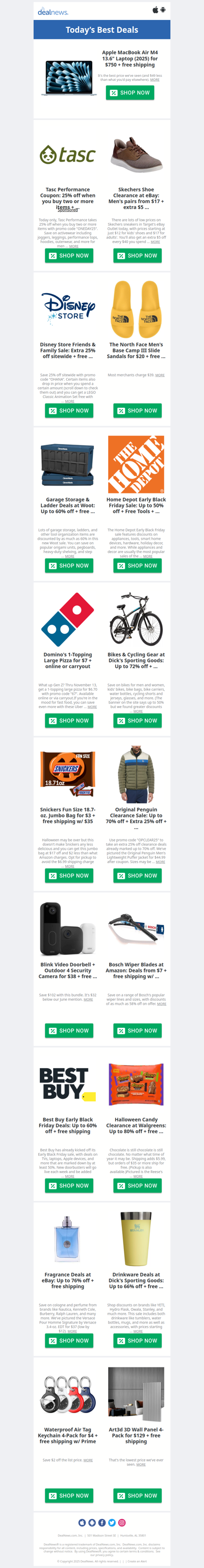 MacBook Air $750+Free Shipping / 25% off Disney Store / $20 Sandals from The North Face