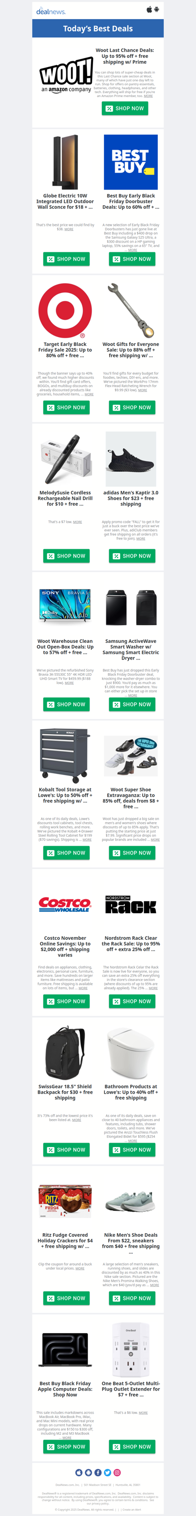 Woot LAST CHANCE Deals / Best Buy Early Black Friday Doorbuster Deals / $23 adidas Shoes