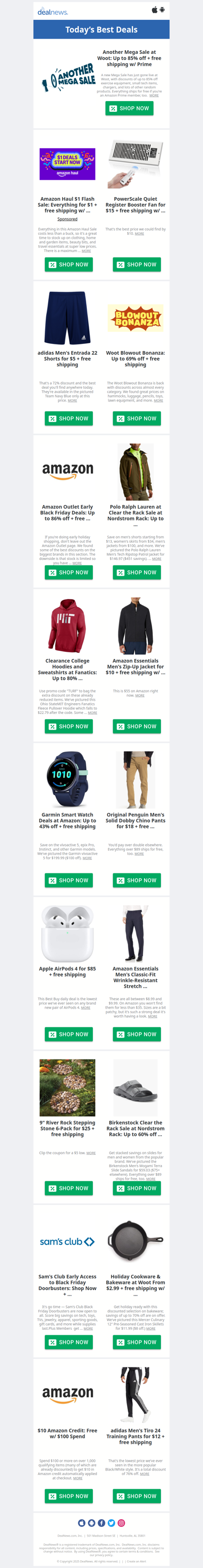 Woot Mega Sale! $5 Shorts / Up to 80% off College Hoodies and Sweatshirts