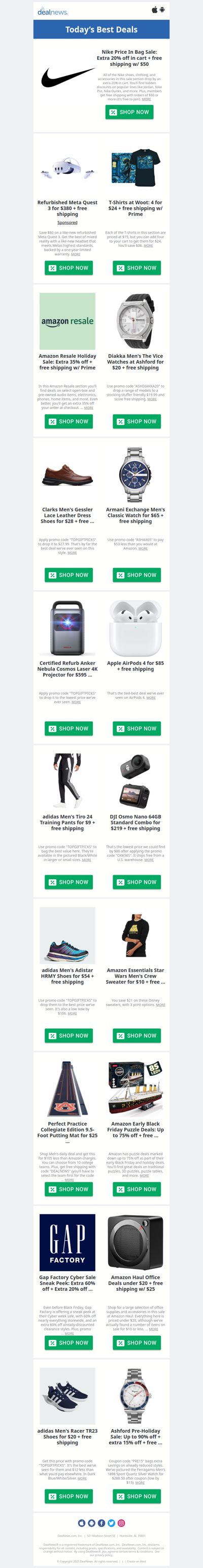 Nike Extra 20% off in Cart / $85 AirPods / Puzzle Deals!