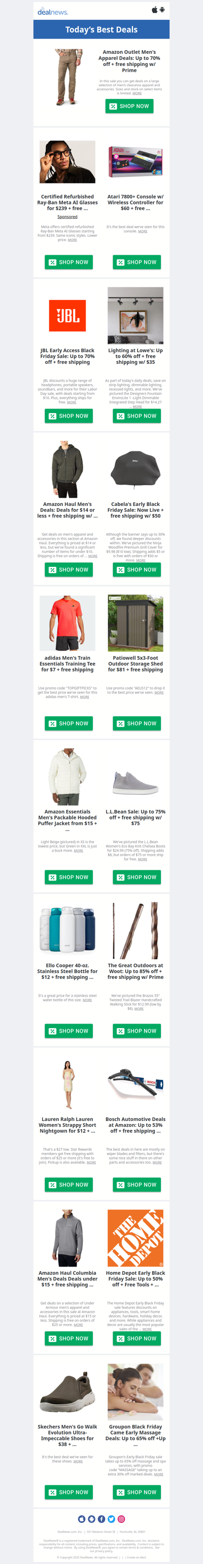 🎧JBL up to 70% off / $7 adidas Training Tee / The Home Depot Up to 50% off