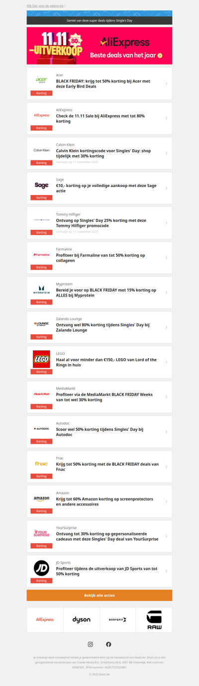 Acer -50% | AliExpress -80% | Calvin Klein -30% | Sage €10,- en meer