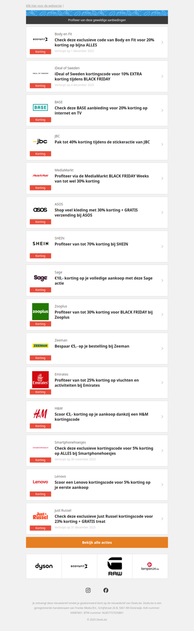 Body en Fit -20% | iDeal of Sweden -10% | BASE -20% | JBC -40% en meer