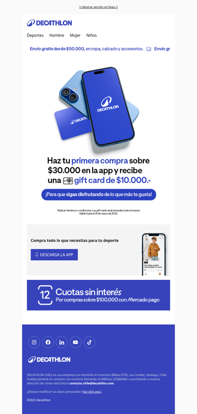 Haz tu primera compra en la app y recibe una gift card de $10.000 🥳