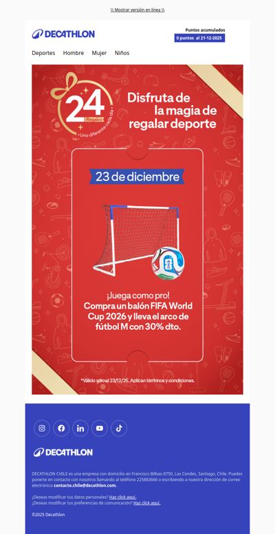 🎁 Llévate un arco de fútbol M con 30% dto. comprando el balón Oficial FIFA World Cup 2026™
