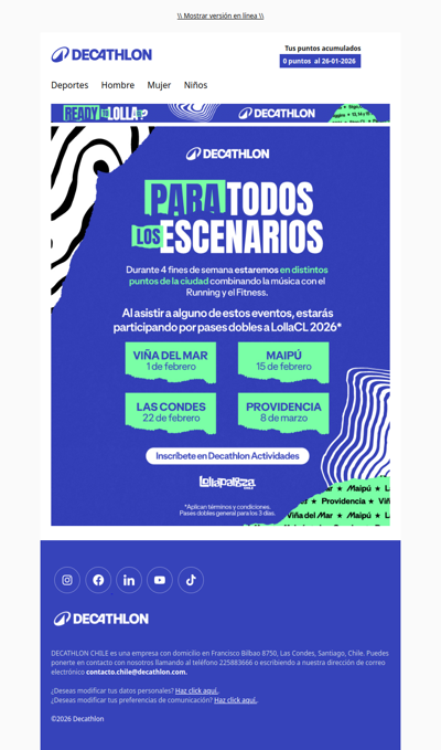 La música y el deporte te llevan a LollaCL 2026 💙