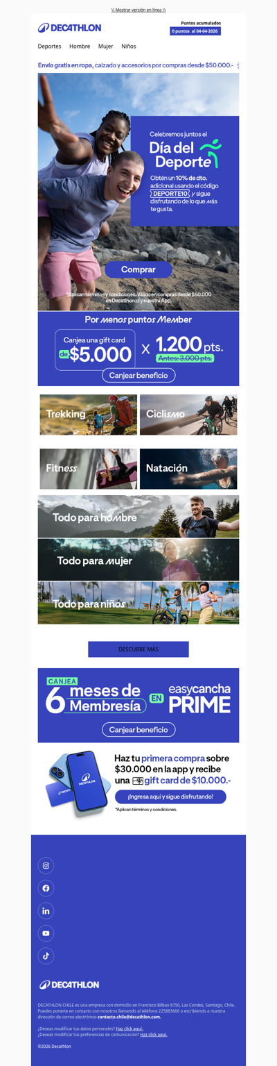 Te regalamos un 10% de dto. adicional ¡para celebrar juntos el día del deporte! 💙