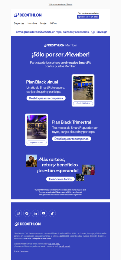 ¡Gana un año de Smart Fit con tus puntos Member! 🏋️‍♂️