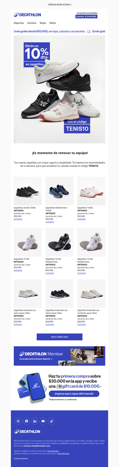 🔥 10% de dto. en zapatillas. ¡Usando el código TENIS10!