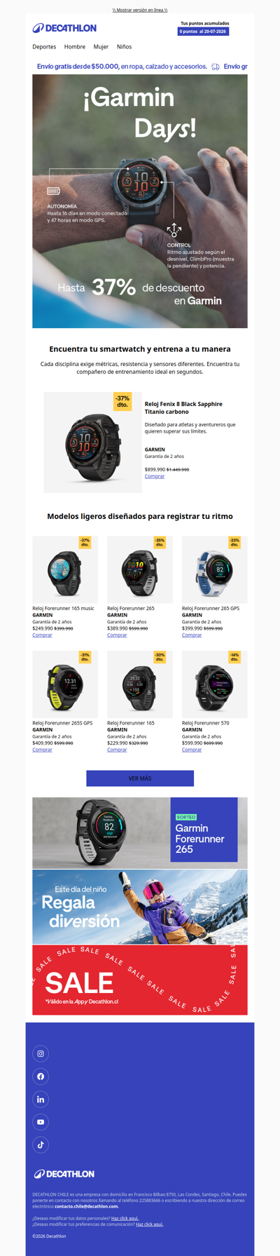 ⌚¡Garmin Days! Hasta 37% de dto. en relojes deportivos.