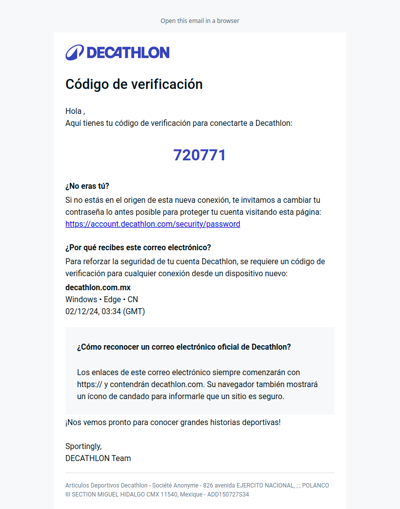 720771 es tu código Decathlon