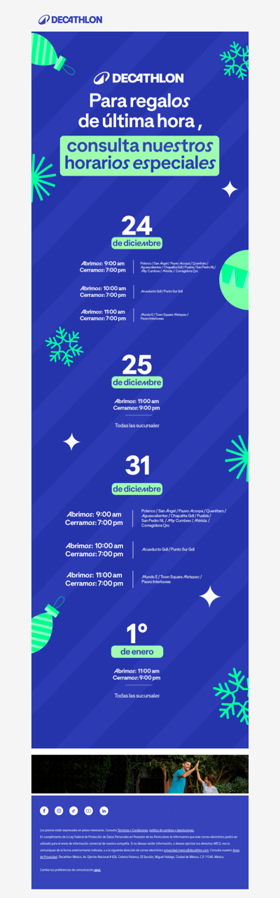 ⏰ Tic, tac... Conoce nuestros horarios especiales en tienda.