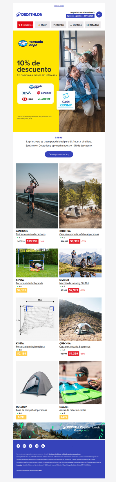 🌸 Equípate hoy y ahorra 10% en Decathlon