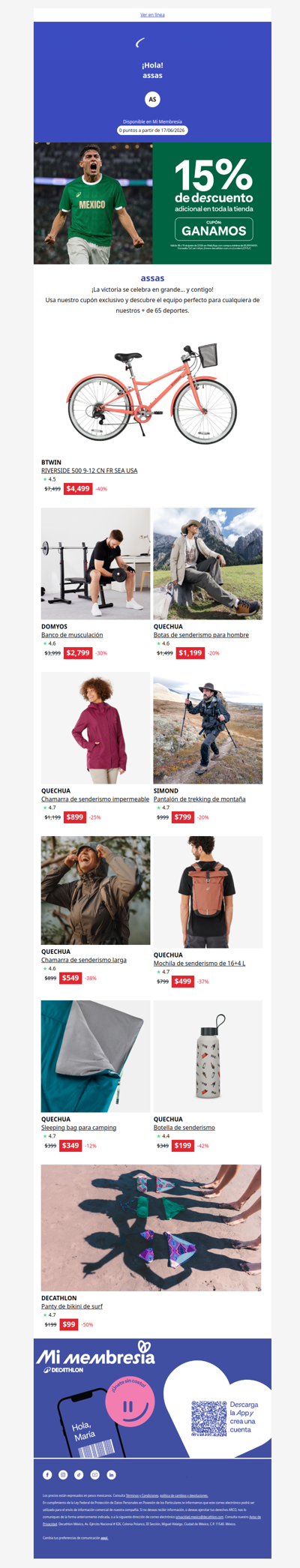 🇲🇽 ¡GANAMOS! Llévate 15% OFF, exclusivo Web y App
