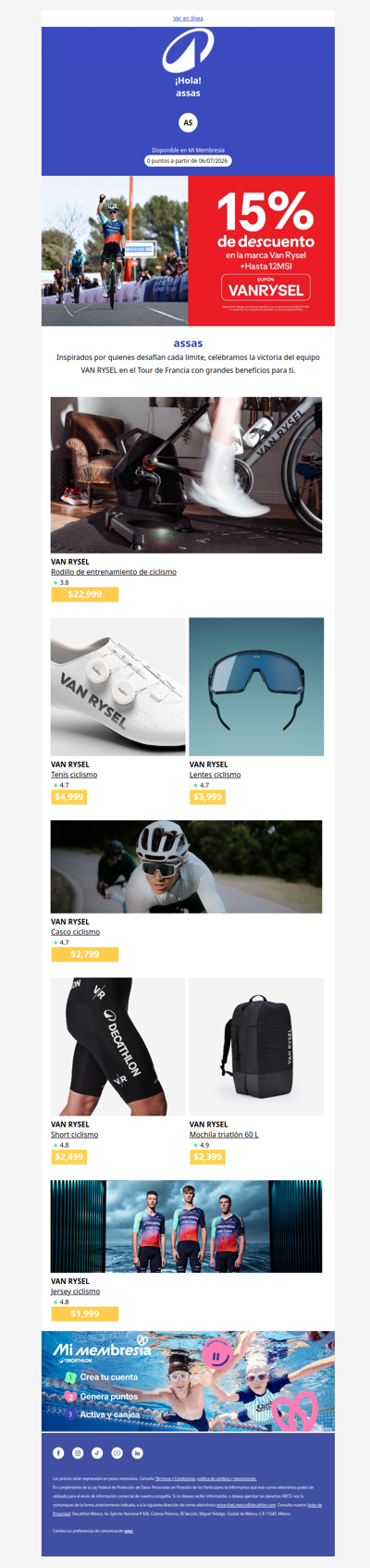 🏆 15% OFF + hasta 12 MSI para celebrar el triunfo de VAN RYSEL
