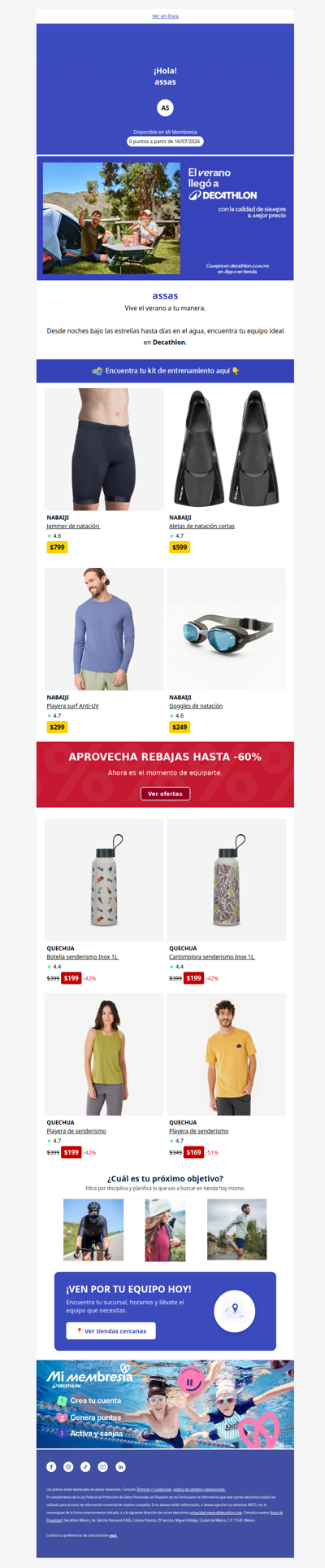 🏊‍♂️  Ofertas en natación y campismo
