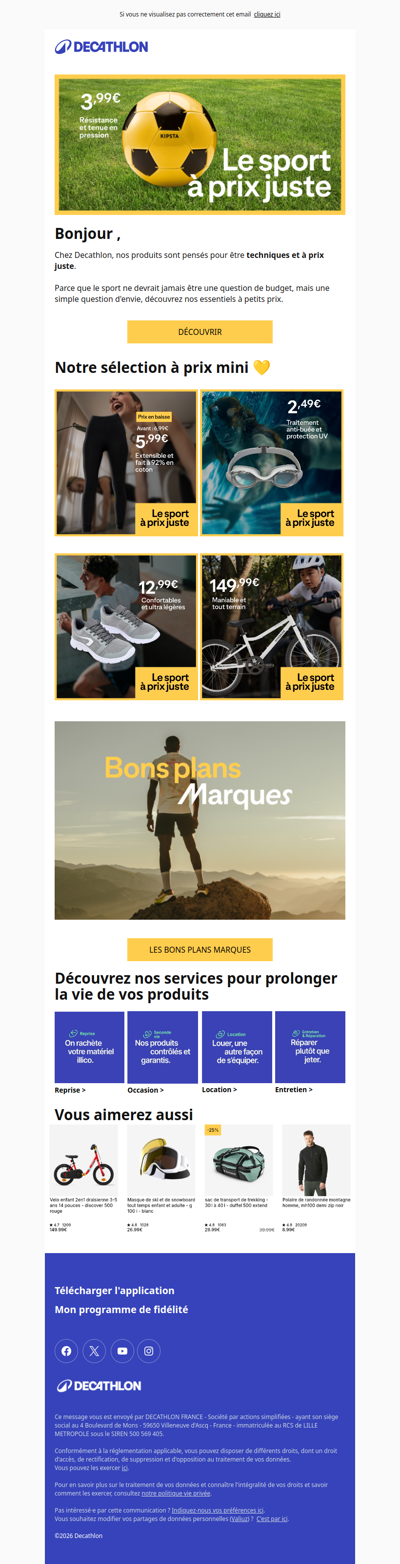 Le sport à prix juste, c'est chez Decathlon !