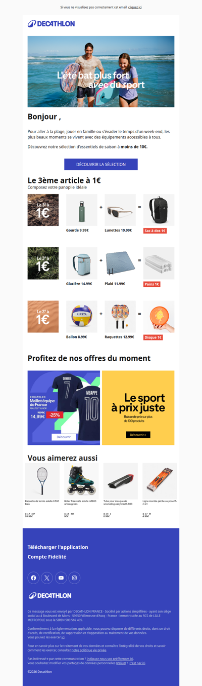 Le 3ème article à 1€ ☀️