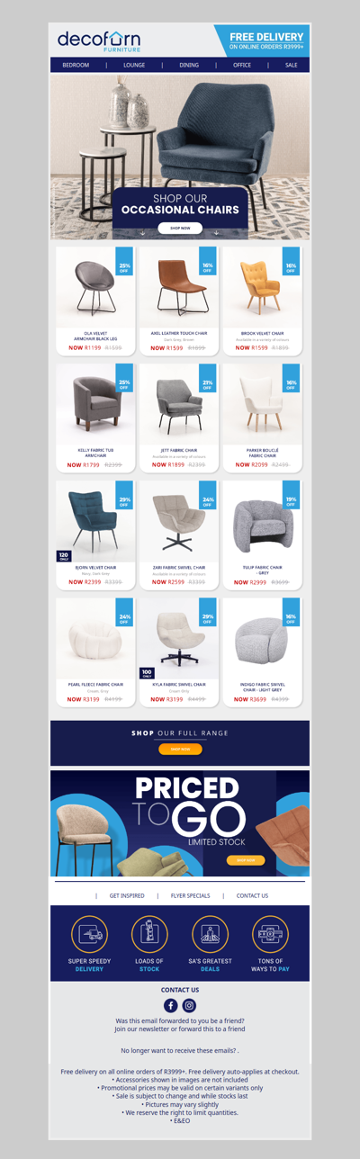 Style Meets Comfort: Occasional Chairs at PRICED TO GO – Limited Stock!